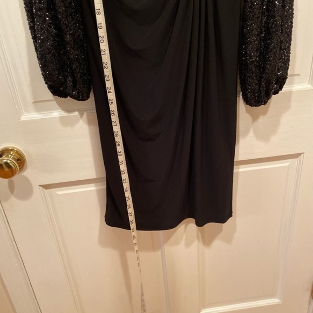 PRICE DROP!!! ADRIANNA PAPELL BLACK DRESS SEQUIN SLEEVES SIZE 4 - Picture 13 of 16